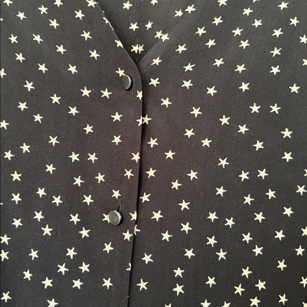 Madewell Black and White Star Print Silk Blouse S EUC - Picture 5 of 10